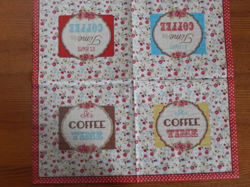 Ubrousek na decoupage - kávové etikety