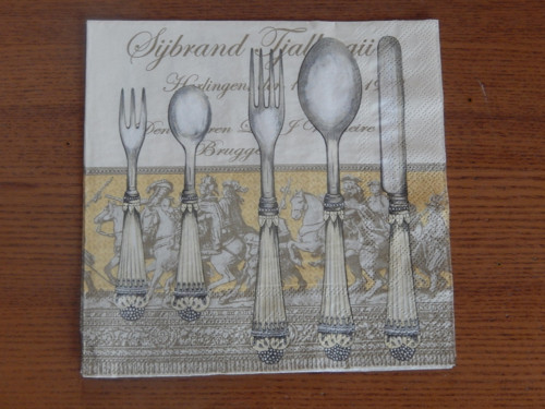 Ubrousek na decoupage - příbory zlatošedé — foto 1