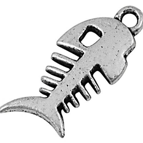 Kostra ryby MAXI/ ant.stříbro/ 28x12mm