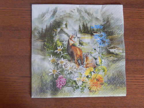 Ubrousek na decoupage - na horách