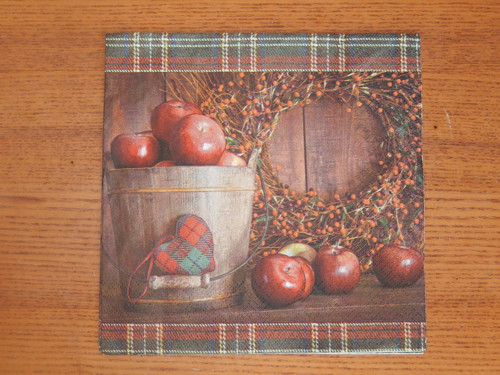 Ubrousek na decoupage - jablíčka v kyblíku