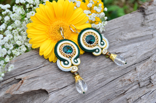 Soutache náušnice Elisabeth... smaragdové — foto 1