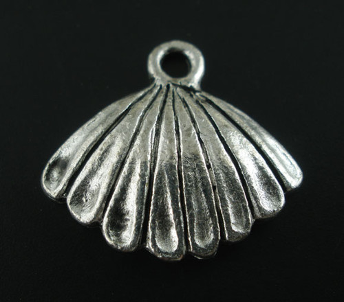 Mušle lastura/ ant.stříbro/ 15x17 mm/ 4ks