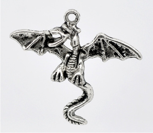 Drak - saň/ ant.stříbro/ 38x34mm/ 2ks