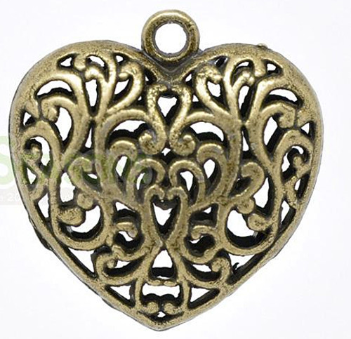 Srdce antik filigrán/ bronz 36x35mm/ 1ks