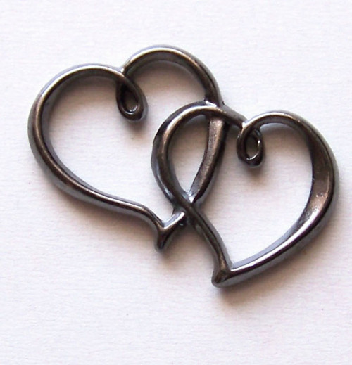 Dvojsrdíčko/ gunmetal/ 32x20 mm