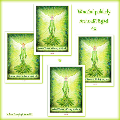Archanděl Rafael - Vánoční pohled - Sada 4 kusy