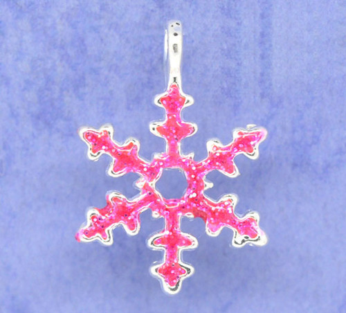 Přívěsek vánoční vločka/růžová/ 20x15mm