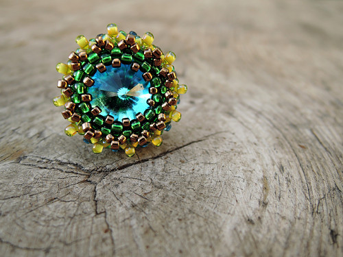 Swarovski prsten "Paví barvy"- dámský — foto 1