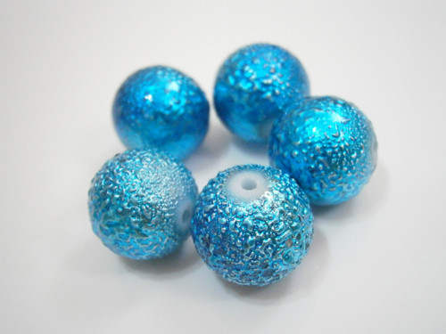 Voskované perly vroubkované 14mm - modré (5ks)