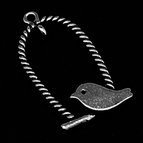 Pták na bidýlku/ gunmetal/ 32x18mm