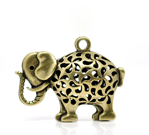 Přívěsek slon 3D/ bronz/ 33x25mm