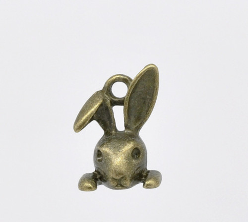 Zajíc hlava/ ant.bronz/ 14X9mm