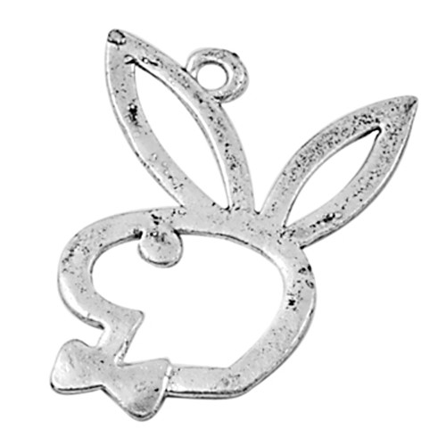 Králík s motýlkem PLAYBOY/ ant.stříbro/ 30x23mm
