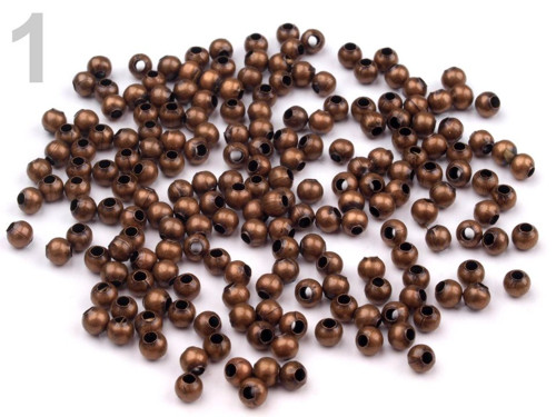 Kovové korálky Ø3 mm (20g) - měděná tm.