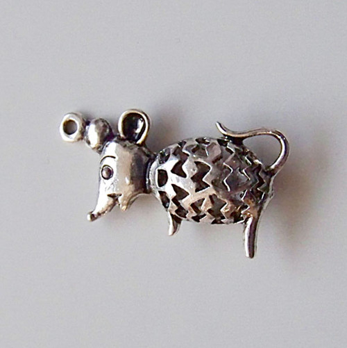 Myš 3D/ ant.stříbro/ 18x33mm