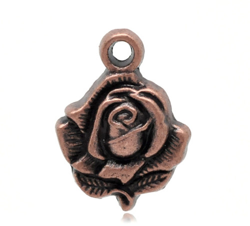 Přívěšek růže/ant.měď/ 20x14mm