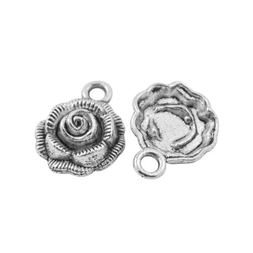 Růžička antik/ ant.stříbro/ 17x14mm/ 2ks