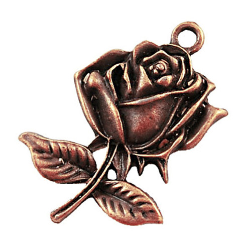 Přívěsek růže/ ant. měď/ 25.5x17.5mm
