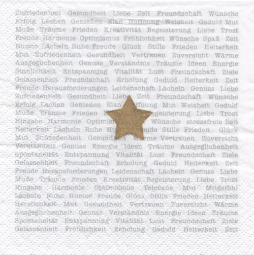 Papírový ubrousek,vánoce,text,hvězda,zlatá,2ks