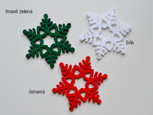 Výseky z plsti - vločka tmavě zelená
