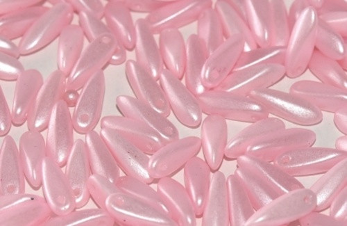 České skleněné "jazýčky" 3x11mm - pink (50ks)