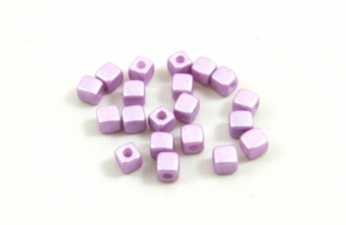 Skleněné korálky CUBE 6mm (10g) - lila
