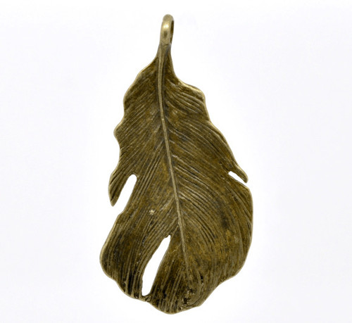 Pírko - list MAXI/ ant.bronz/ 50x25mm