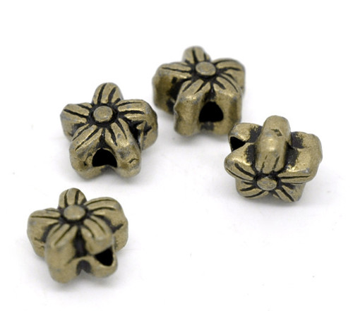 Korálek mini květ kov/ ant.bronz/ 7mm