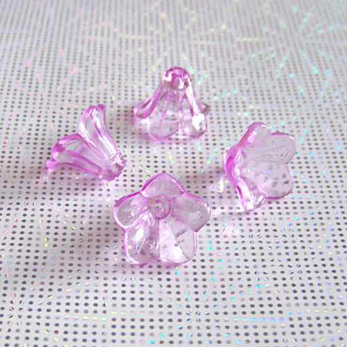 Akrylová kytka zvonek, 14x10mm/ fialová č.2/ 4ks