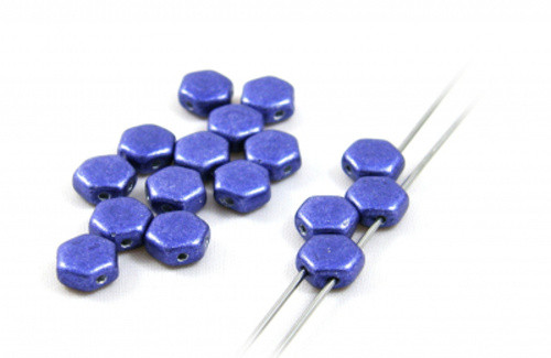 Skleněné korálky HEXAGON 6mm (50ks) - modrá — foto 1