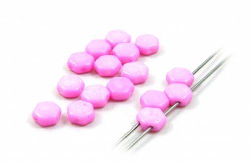 Skleněné korálky HEXAGON 6mm (50ks) - rosé I