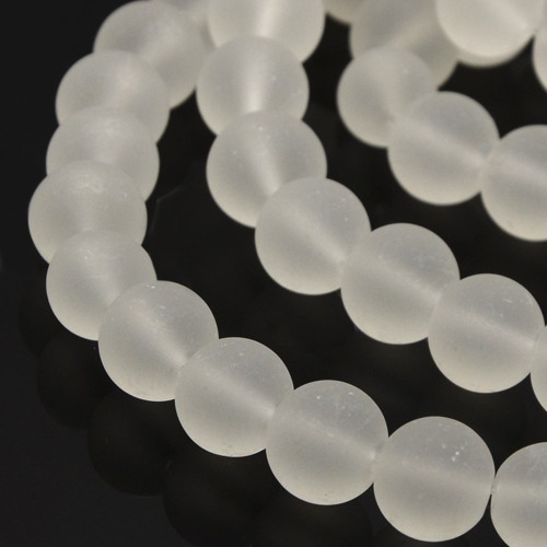 Korálky sklo Frosted pr.10mm (50ks) - bílá