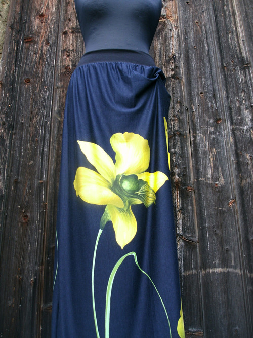 Orchidej - limet - maxi sukně — foto 1