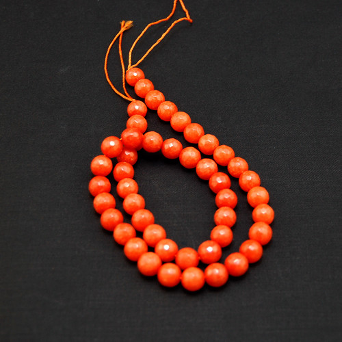 Jadeit fasetovaný oranžová, kulička 8 mm, 2ks