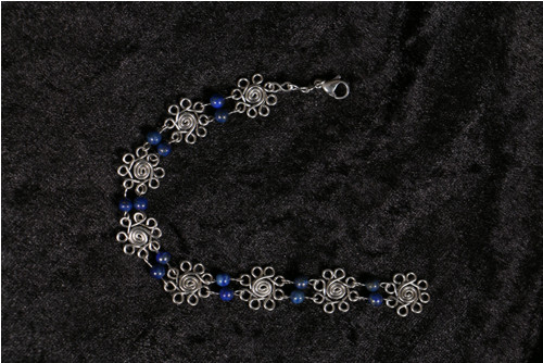 Náramek z chirurgické oceli + lapis lazuli