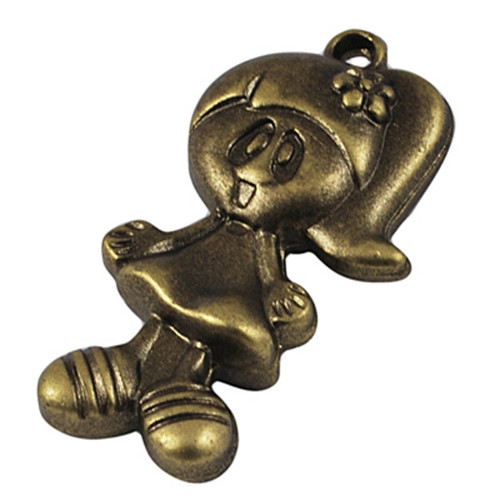 Přívěsek holka MAXI akryl/ ant.bronz/ 37x21mm/ 1ks