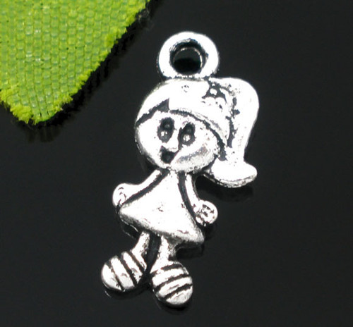 Přívěsek holka/ ant.stříbro/ 16x8mm/ 2ks