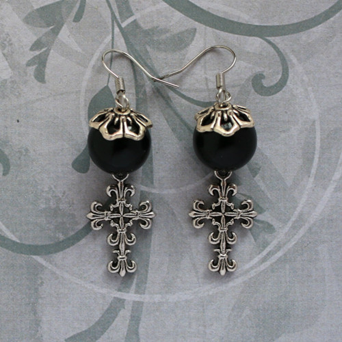 Gothic náušnice Croix de Fleur de Lis — foto 1