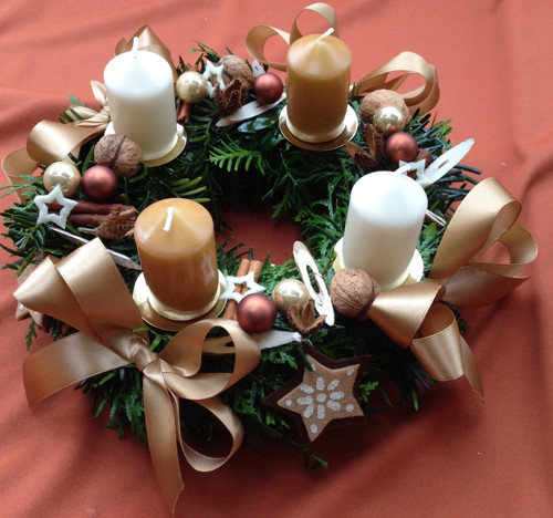 Věnec adventní béžovo-hnědý — foto 1
