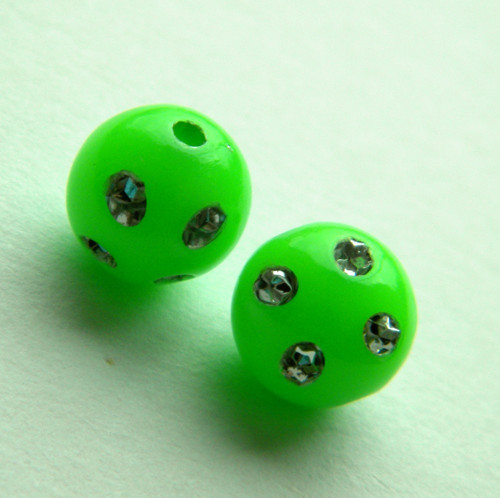 Zelené plastové korálky 10 mm - 12 ks