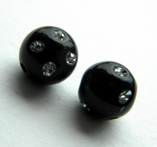 Černé plastové korálky 10 mm - 12 ks