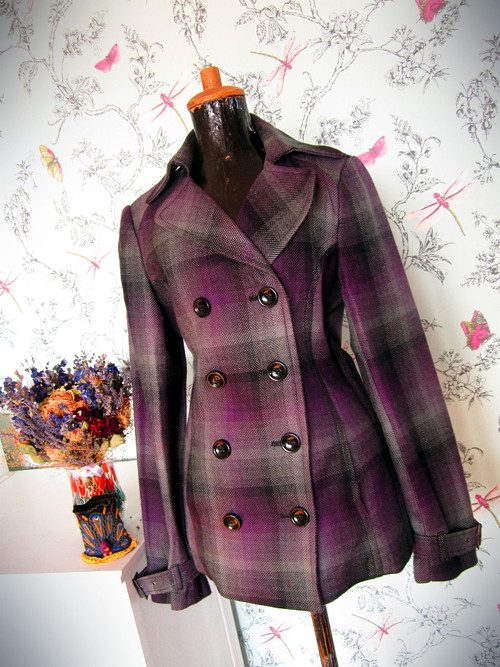 Kabátek káro grey&violet — foto 1