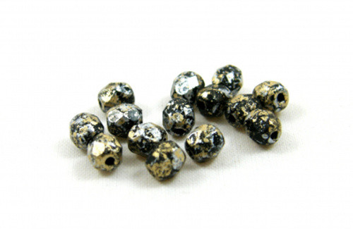 Ohňovky sklo pr.4mm (50ks) - granit zlatá