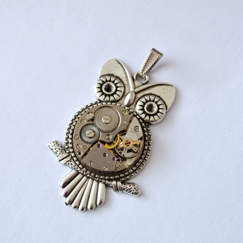 Náhrdelník - Sovička - Steampunk — foto 1