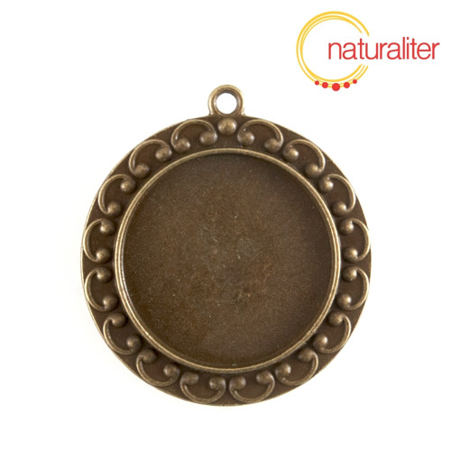 Lůžko kruh 30mm starobronz s lebkou, ozdobný okraj