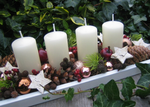 Adventní svícen v dřevěné krabičce — foto 1