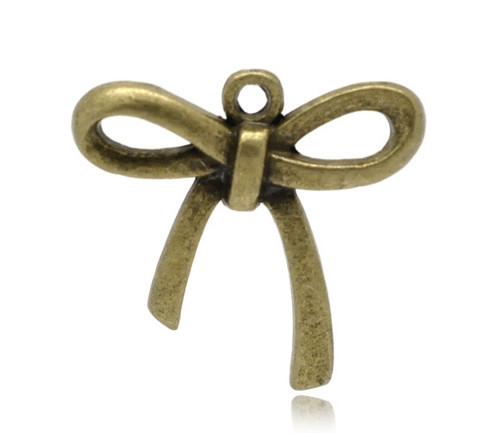 Mašlička přívěšek/ ant.bronz/ 26x25mm/ 2ks