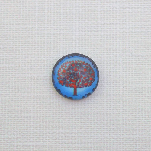 Čočka kulatá pr.20mm-červený strom v modré(za 1ks)