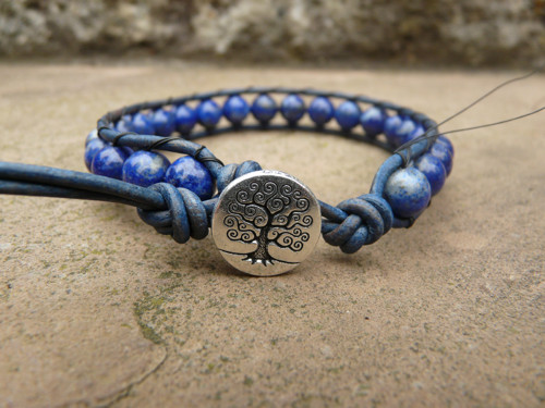 Kožený náramek pánský: lapis lazuli — foto 1